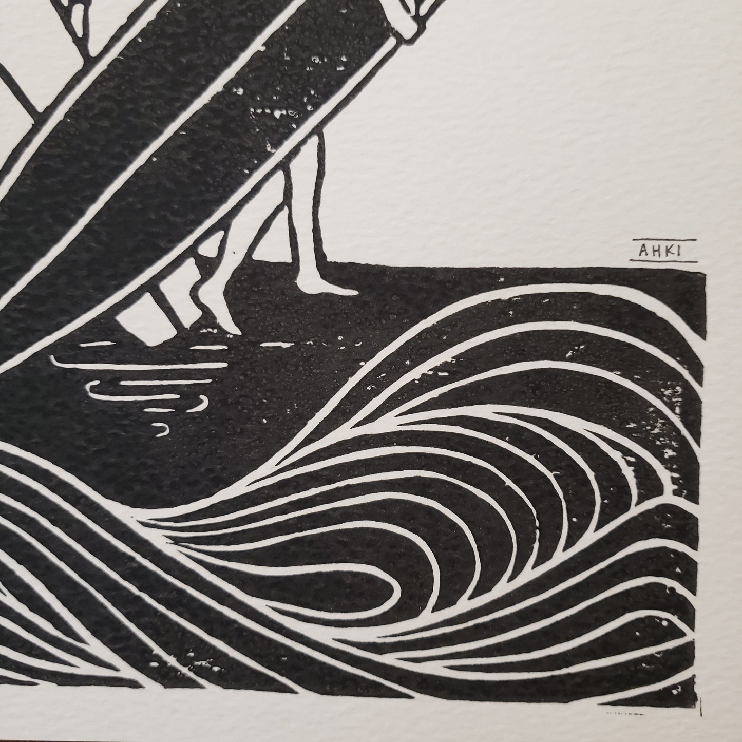 Small Waves - Lino Block Print