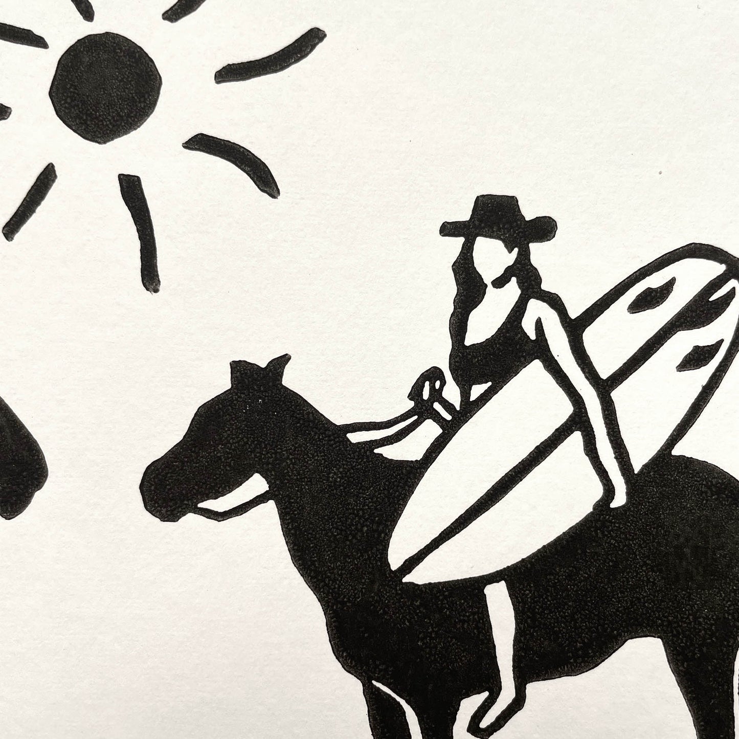 Beach Cowgirls - Lino Block Print