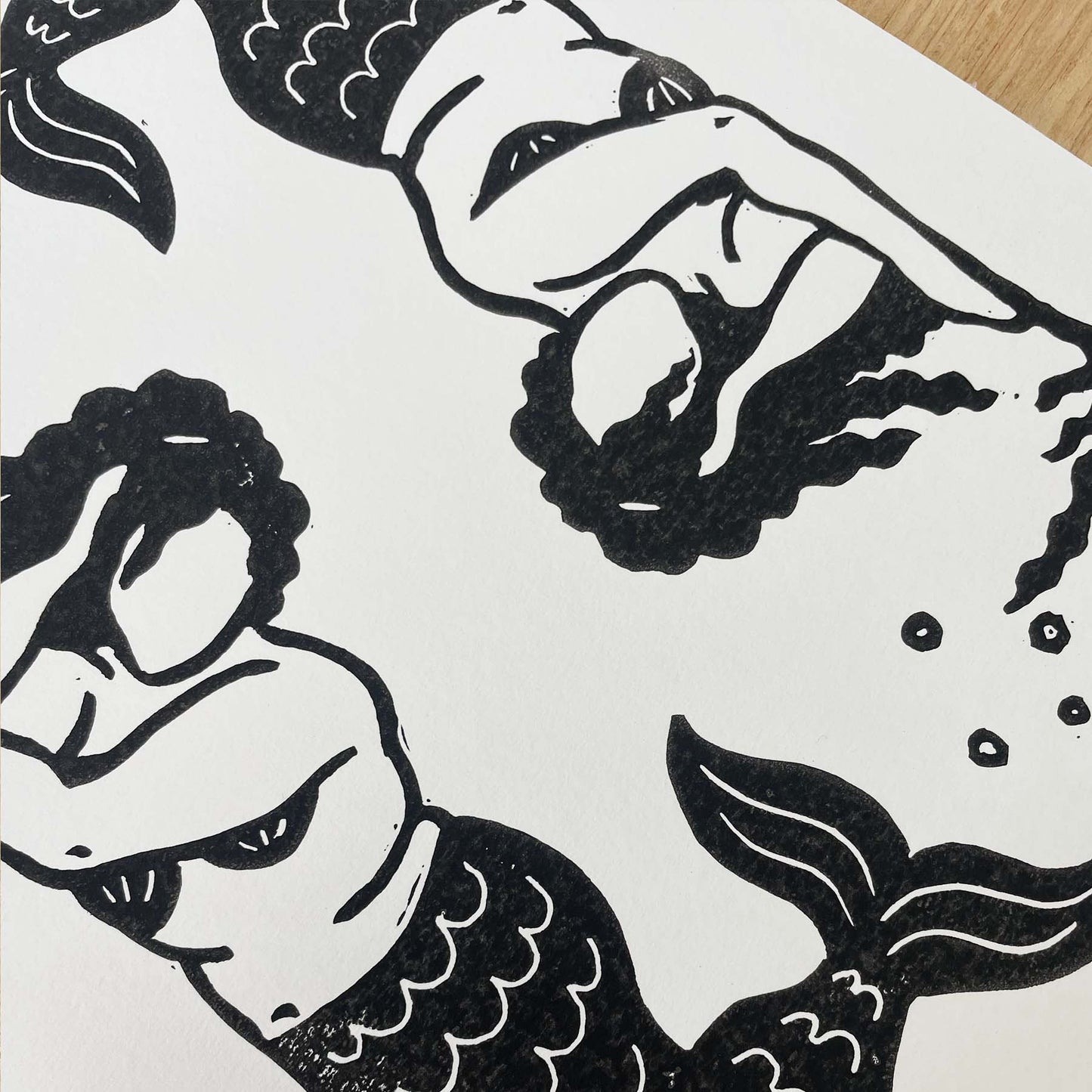 Mermaid Mirror | Lino Print | Coastal Art