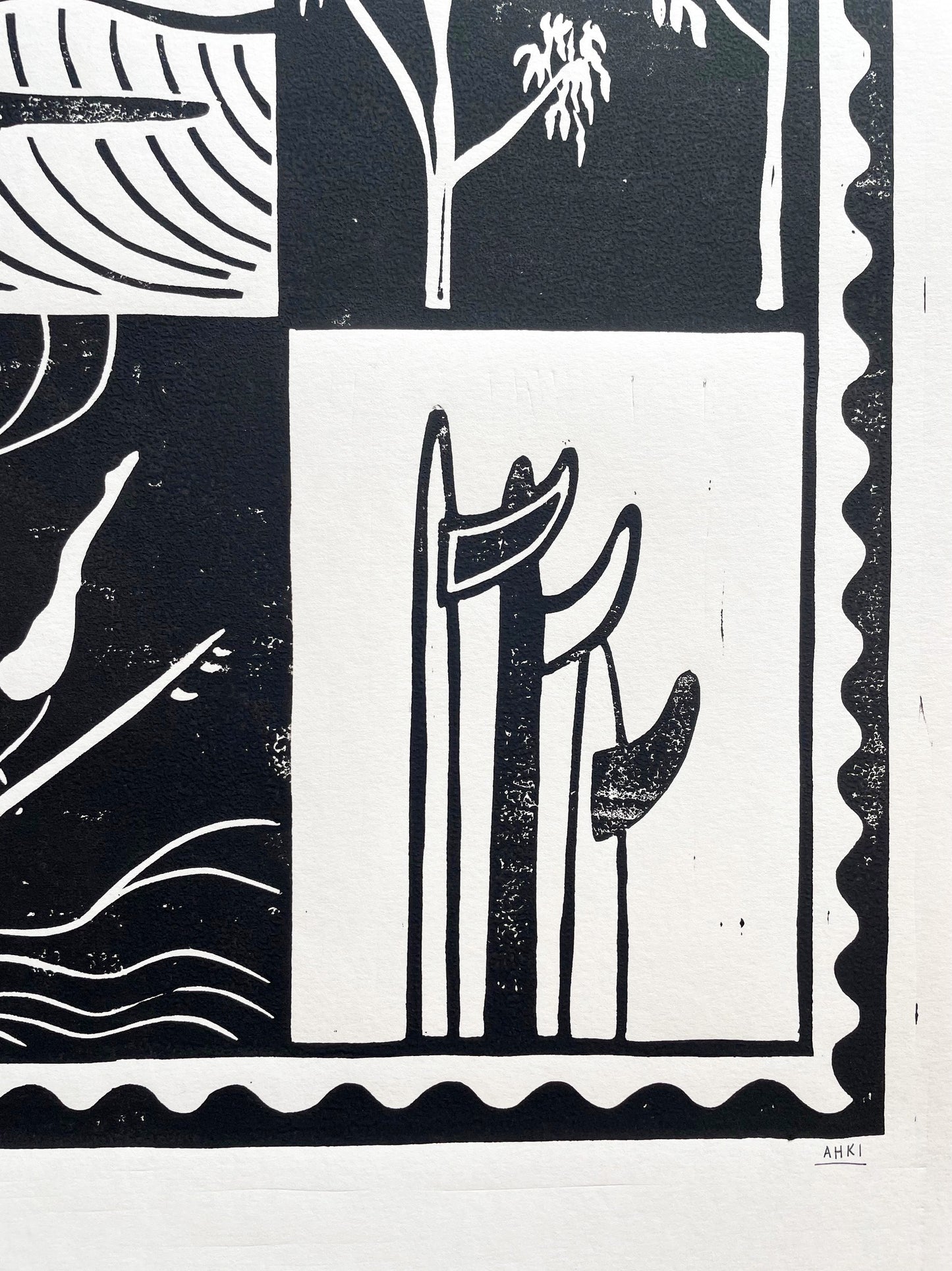 Surf Life - Tile Pattern - Lino Block Print
