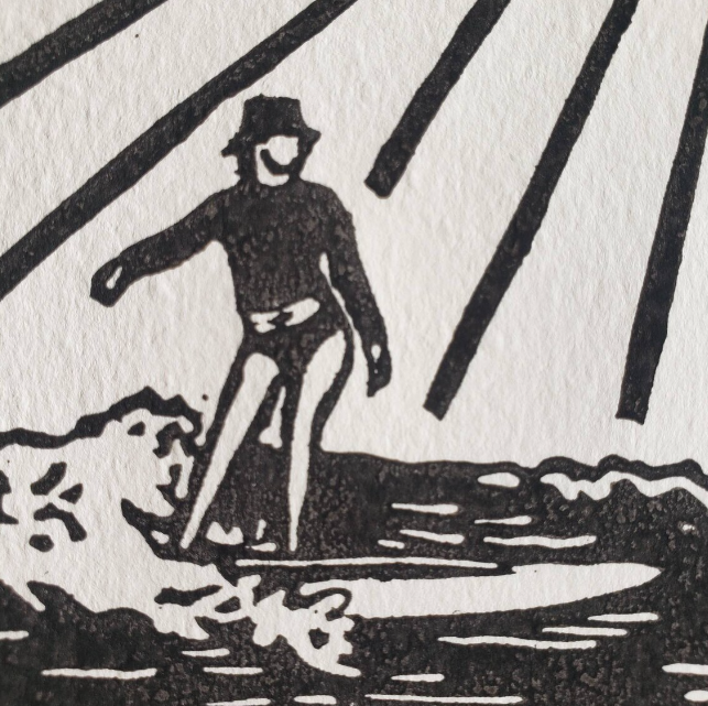Surf Girl I - Lino Block Print