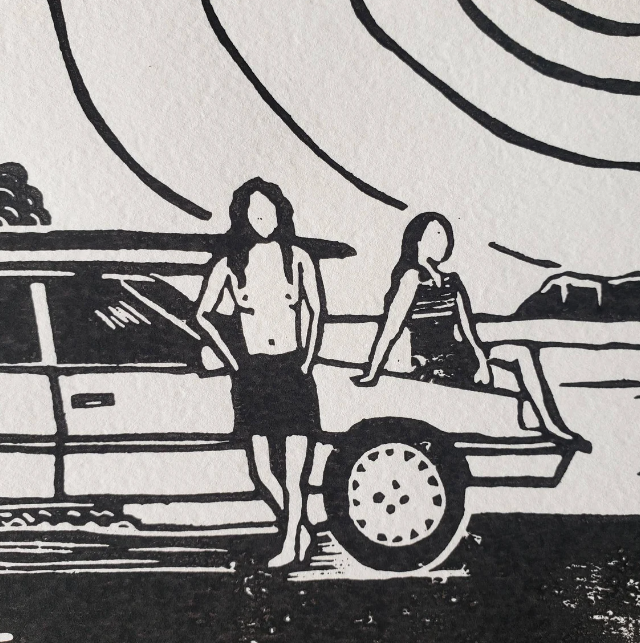 Livin' the Dream - Lino Block Print