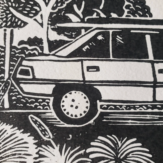 Livin' the Dream - Lino Block Print