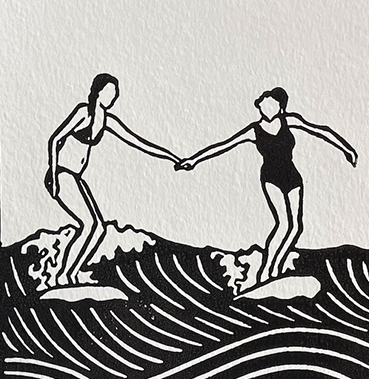 Party Wave - Lino Block Print