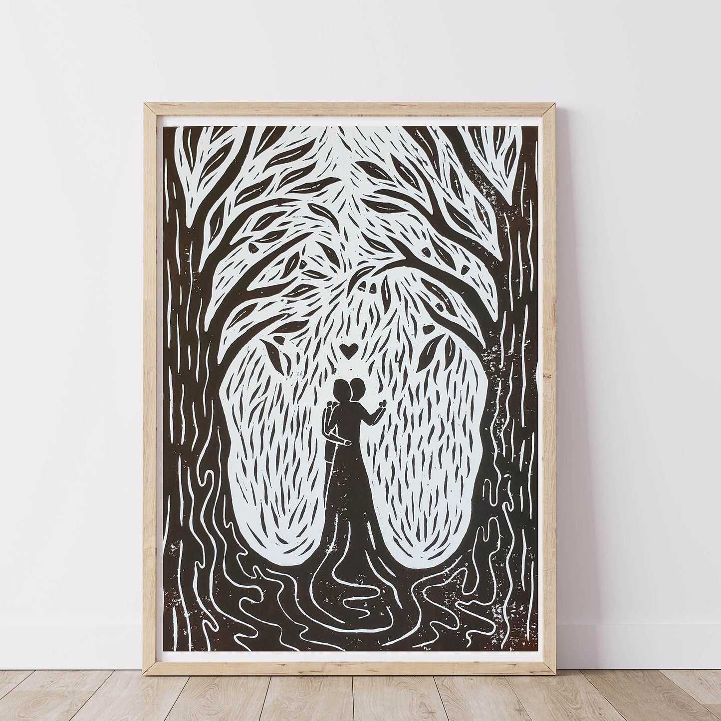 Lino Lovers Brown - Lino Block Print