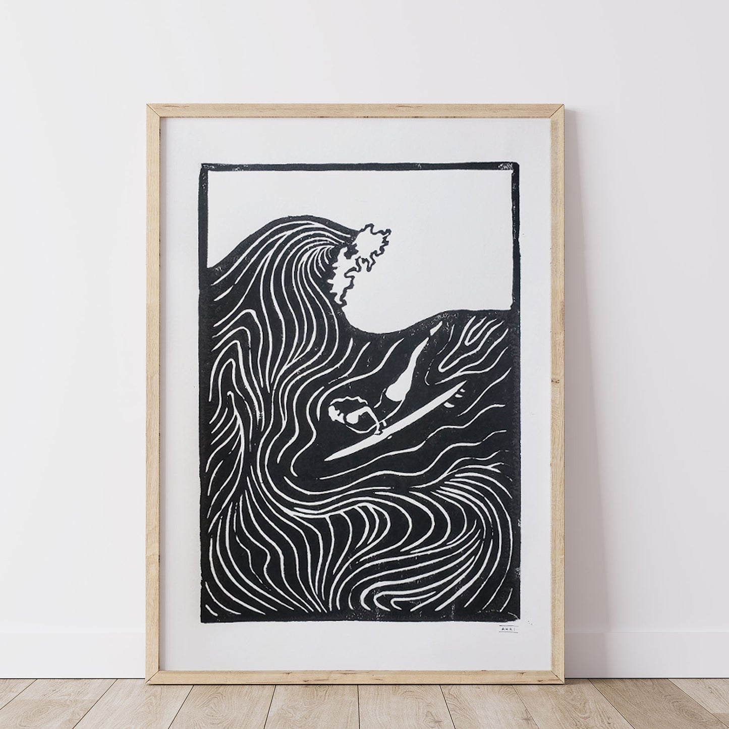 Duck Dive - Lino Block Print