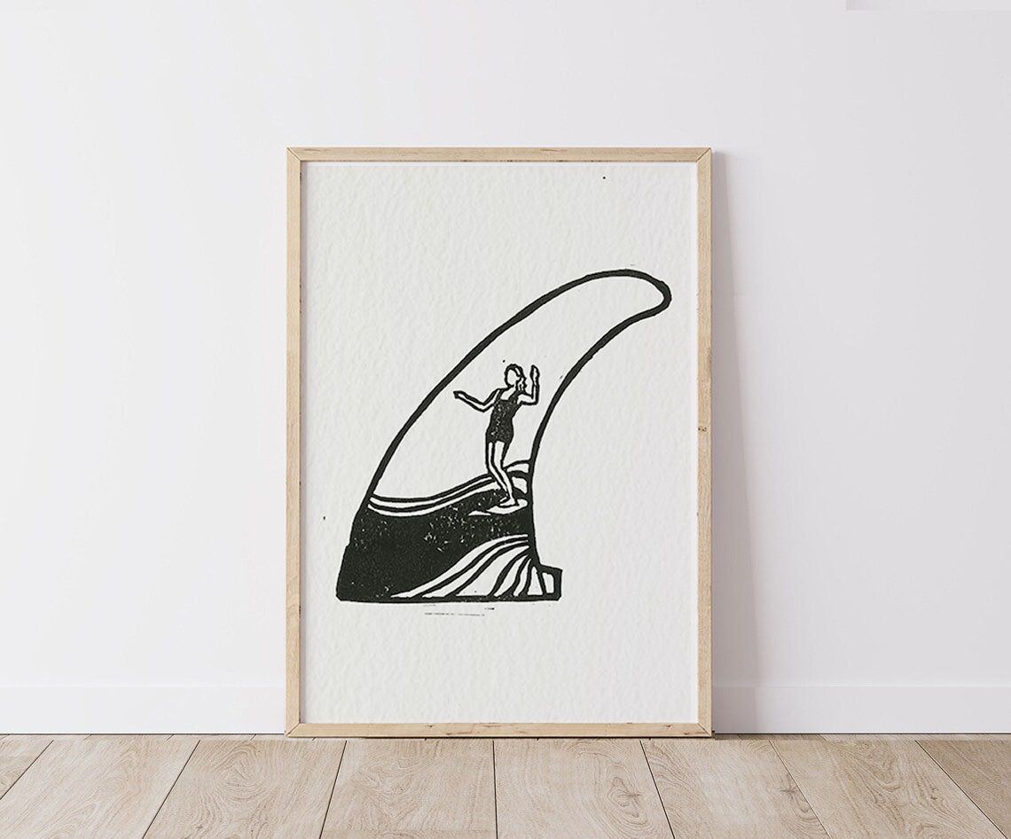 Fin - Lino Block Print - A5 Size