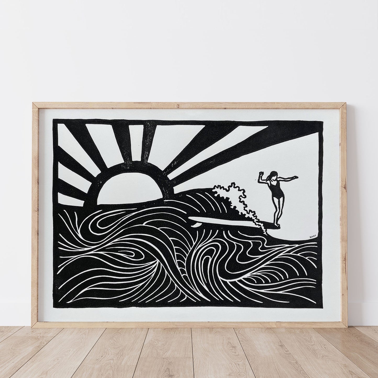 Noserider - Lino Block Print