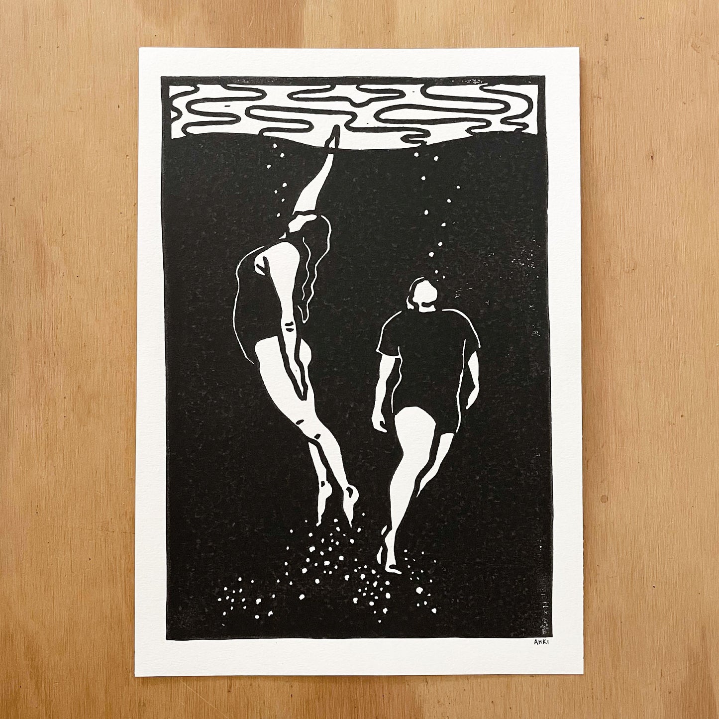 Resurface | Lino Print | Ocean Inspired Art