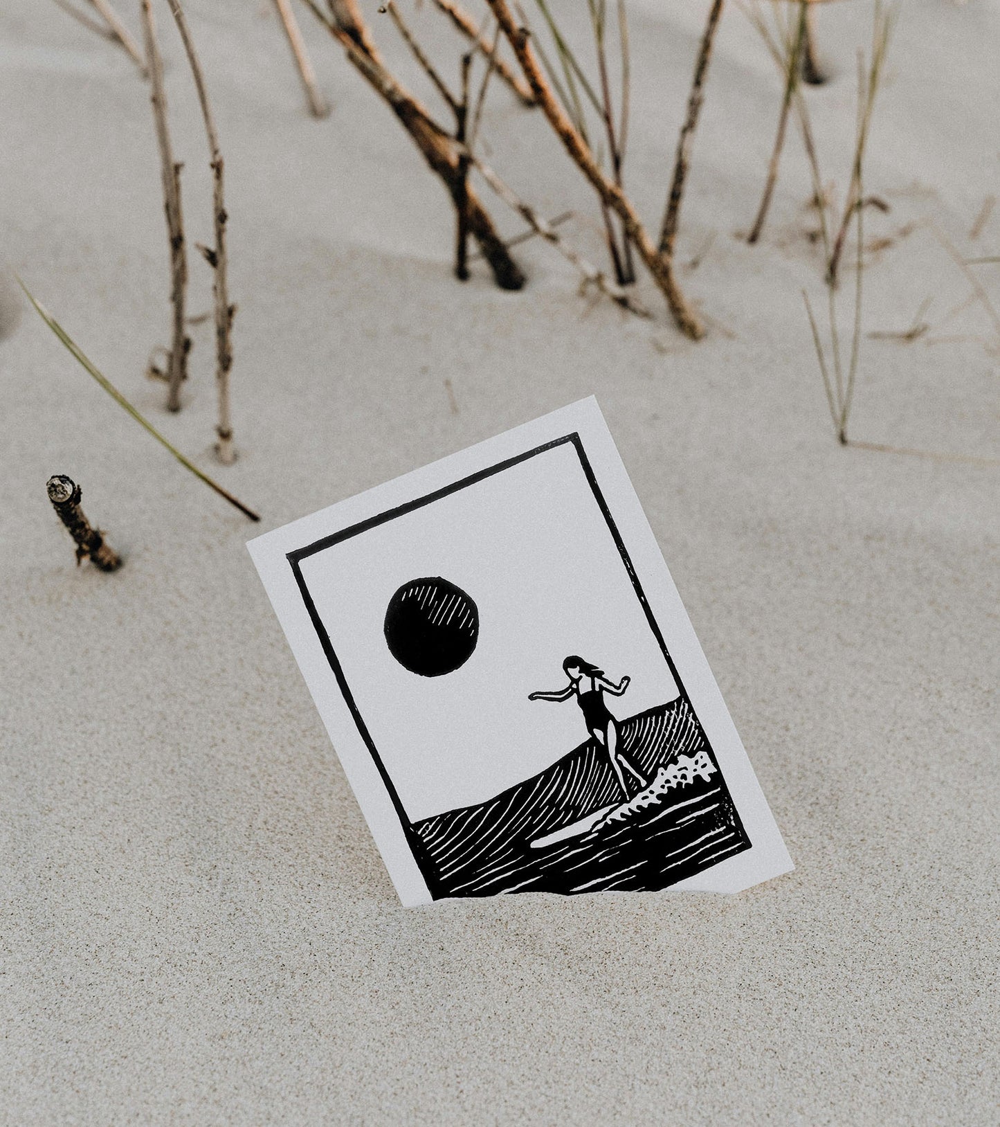 Surfer Girl III - Step - Lino Print