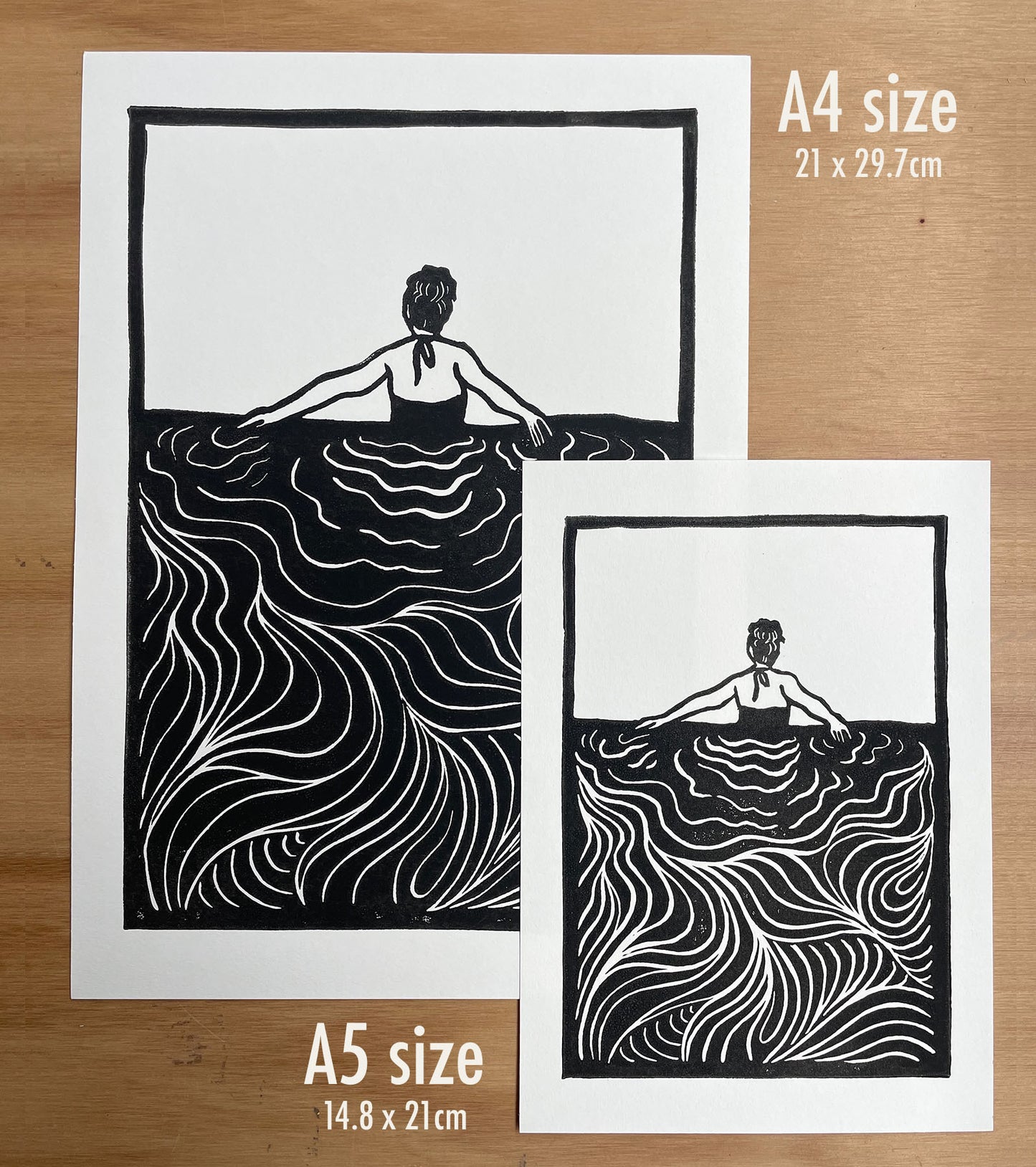 Swim - Lino Print