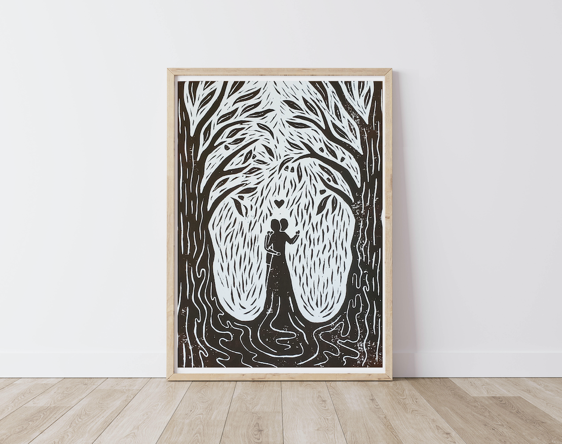 Lino Lovers Brown - Lino Block Print