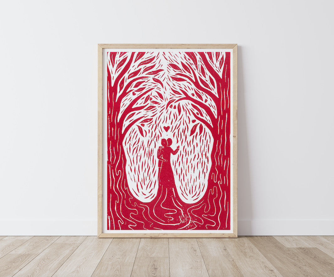 Lino Lovers Red - Lino Block Print