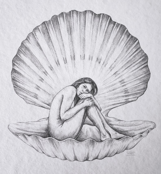 Clam Shell Girl - Fine Art Print