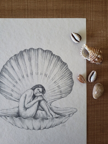 Clam Shell Girl - Fine Art Print