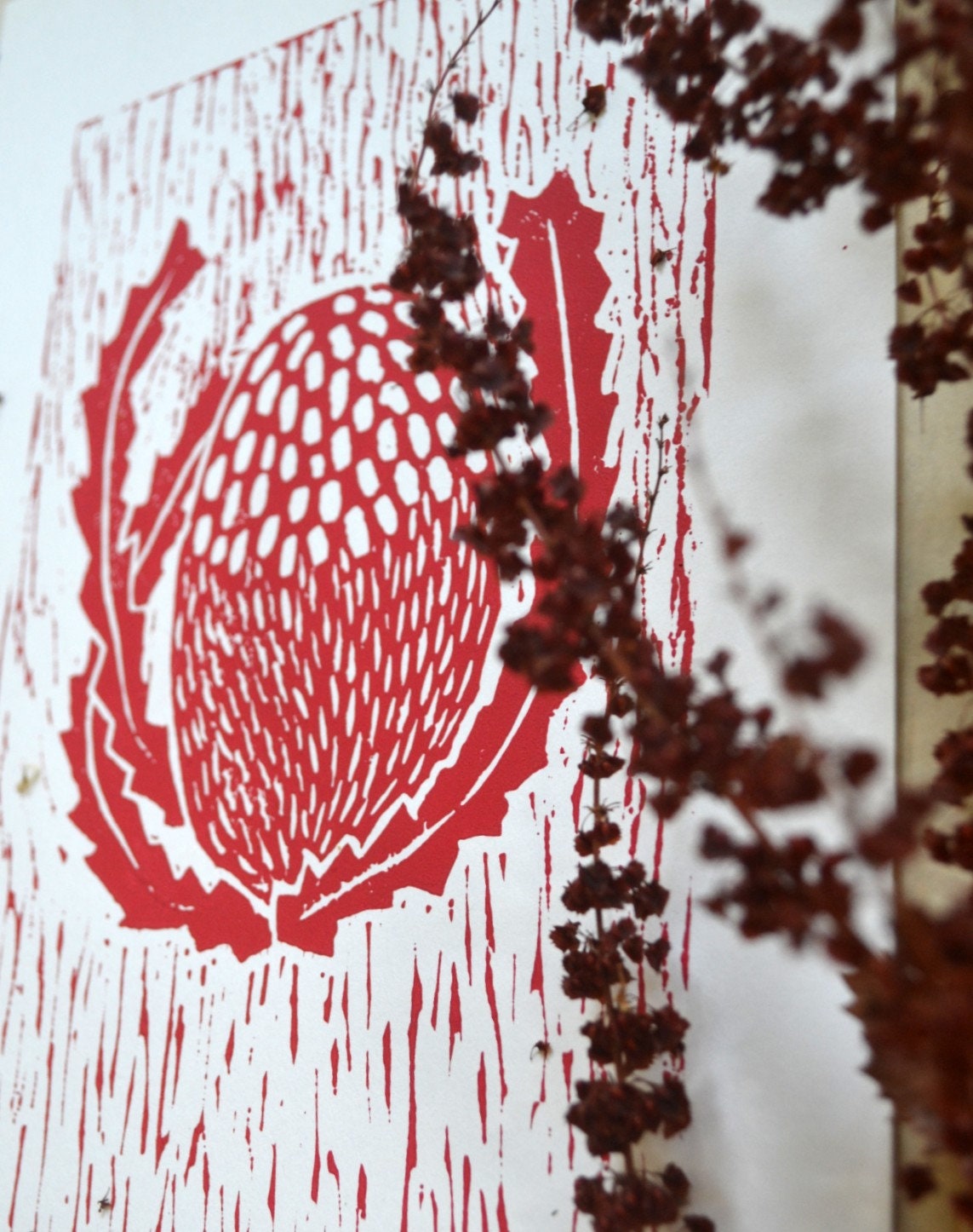 Red Lino Banksia print