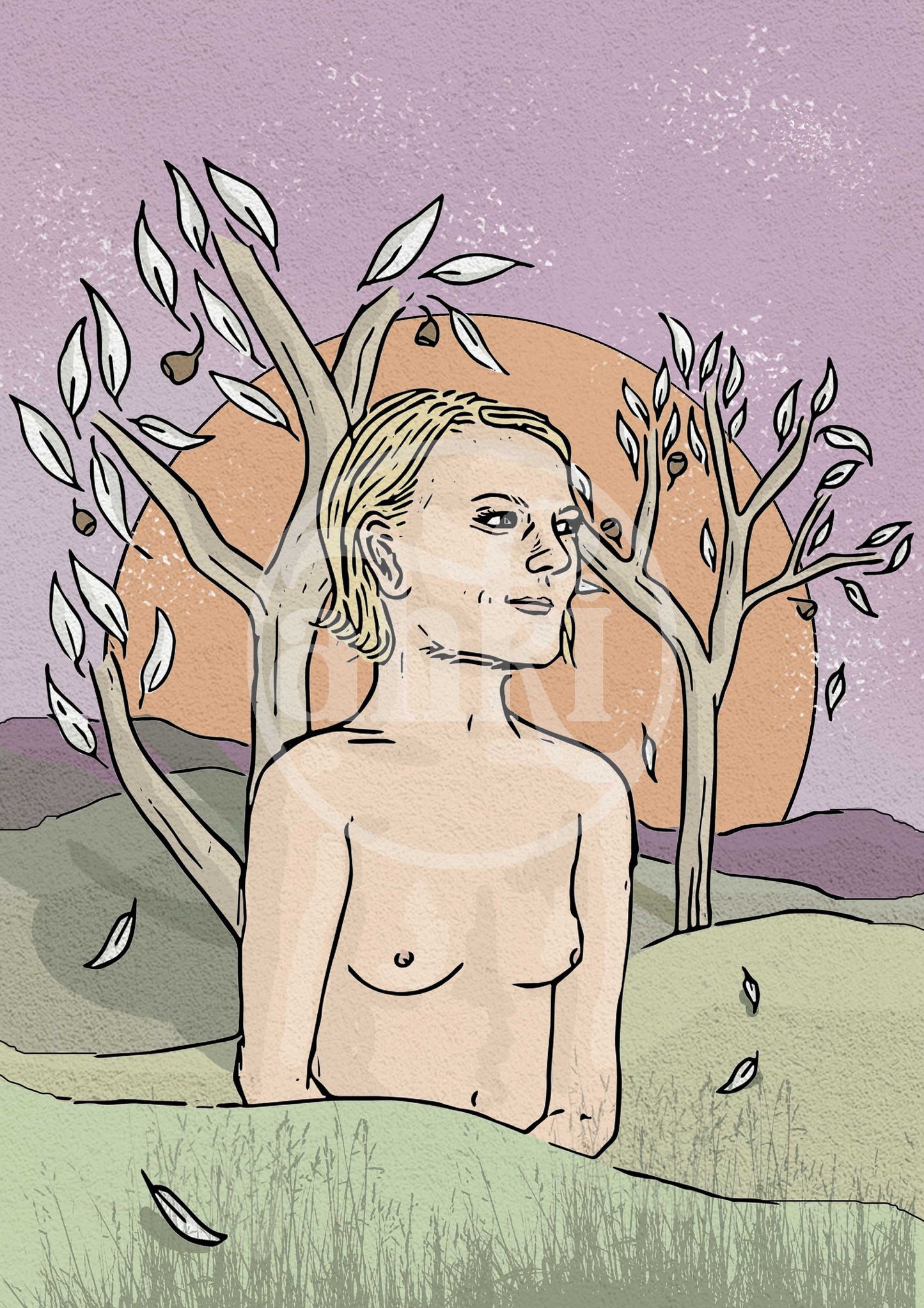 Gum Tree Girl Digital Illustration Print