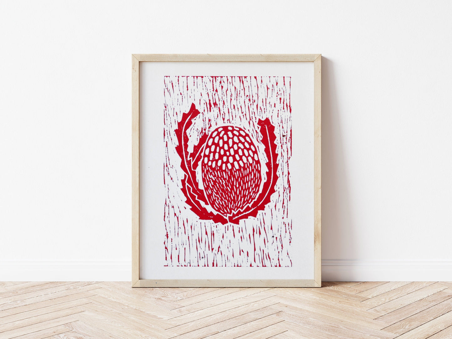Red Lino Banksia print