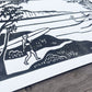 Dream Scene | Lino Print Surf Art | Black and White Coastal Wall Art
