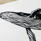 Whale Lino Print | Coastal Surf Art | A2 Size