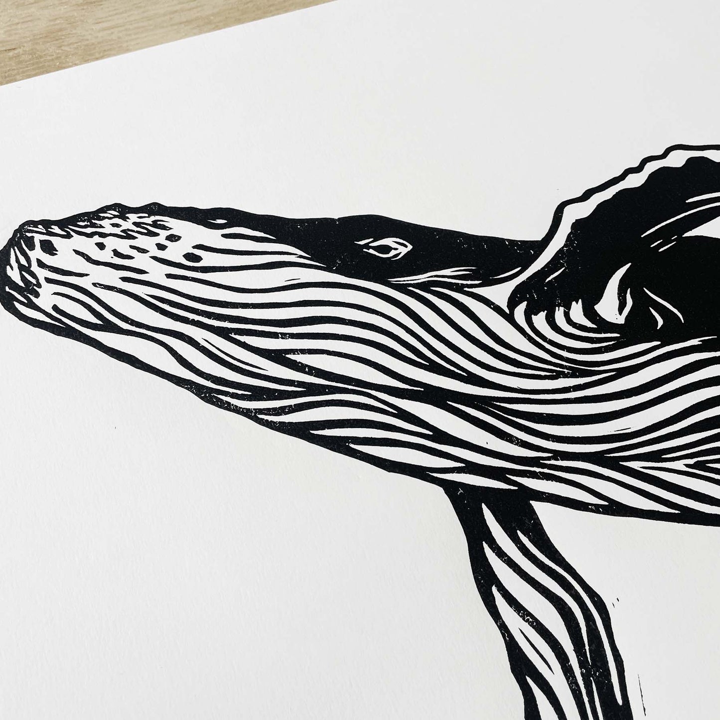 Whale Lino Print | Coastal Surf Art | A2 Size