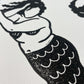Mermaid Mirror | Lino Print | Coastal Art