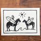 Beach Cowgirls - Lino Block Print - A4 Size
