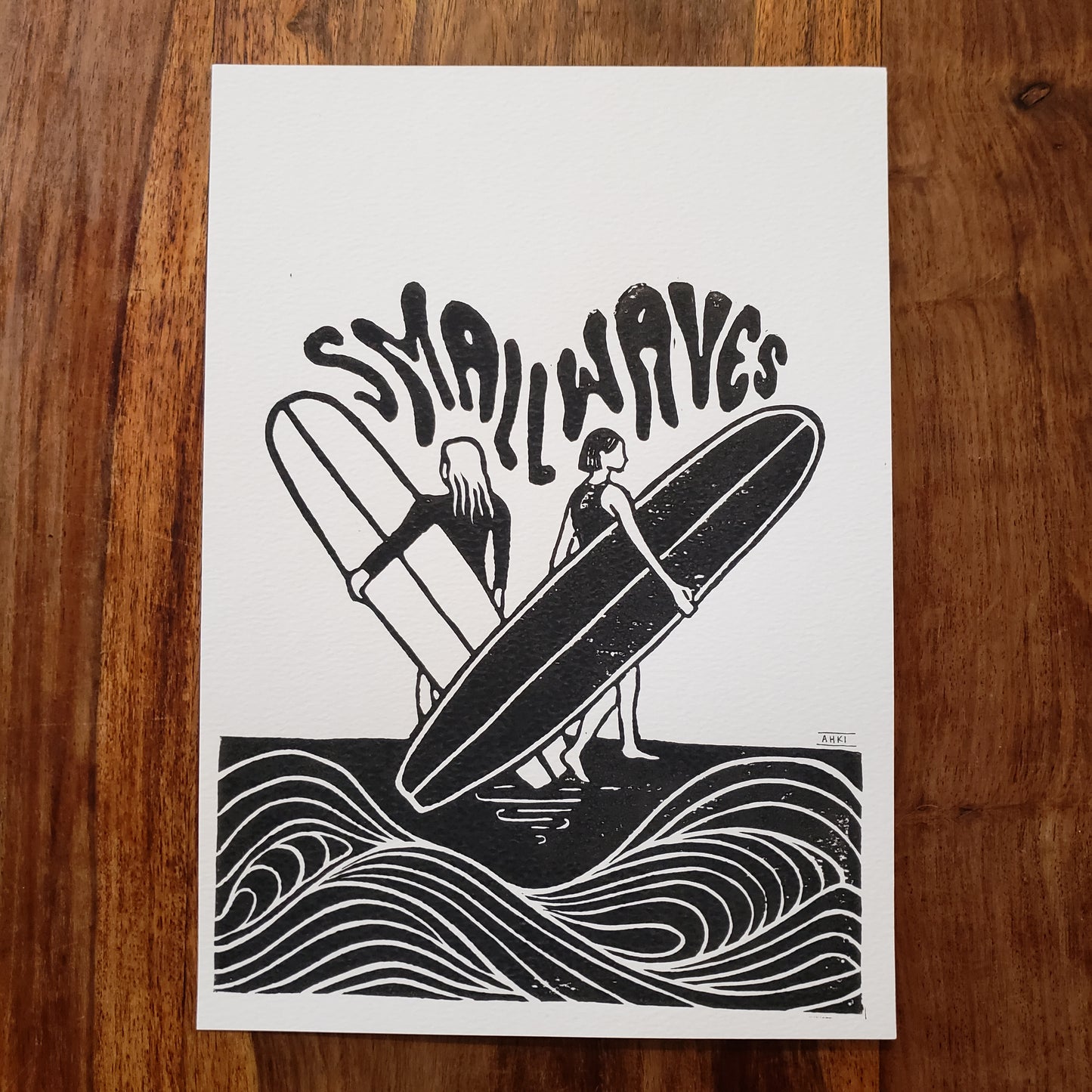 Small Waves - Lino Block Print