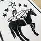 Surfer Cowgirl | Lino Print | Surf Girl Art
