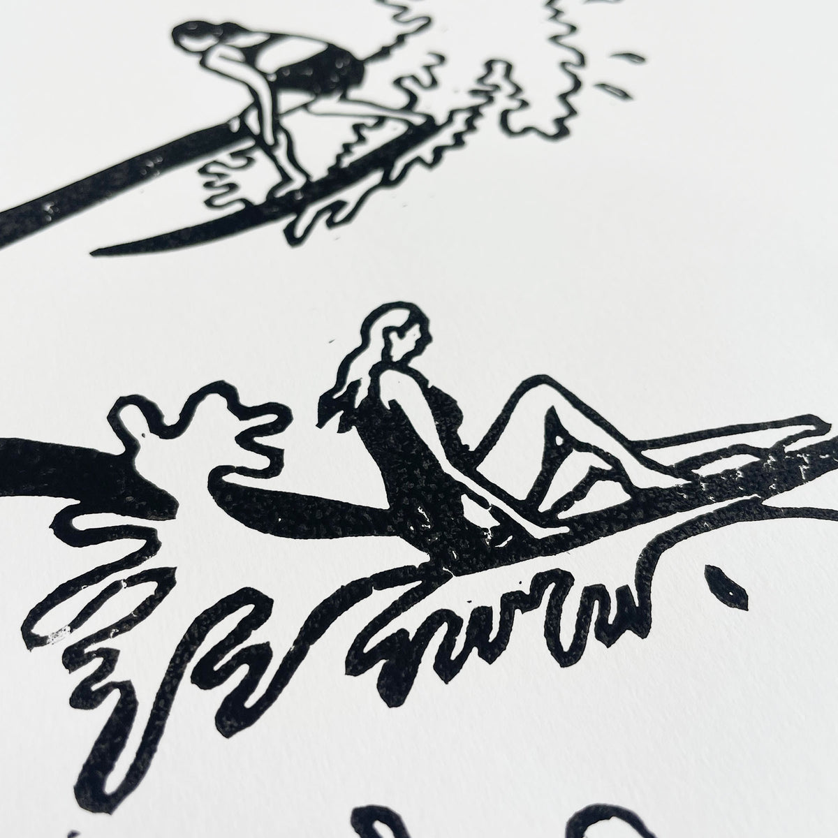 Surf Lines Lino Print | Coastal Surf Art