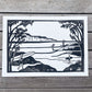 Dream Scene | Lino Print Surf Art | Black and White Coastal Wall Art