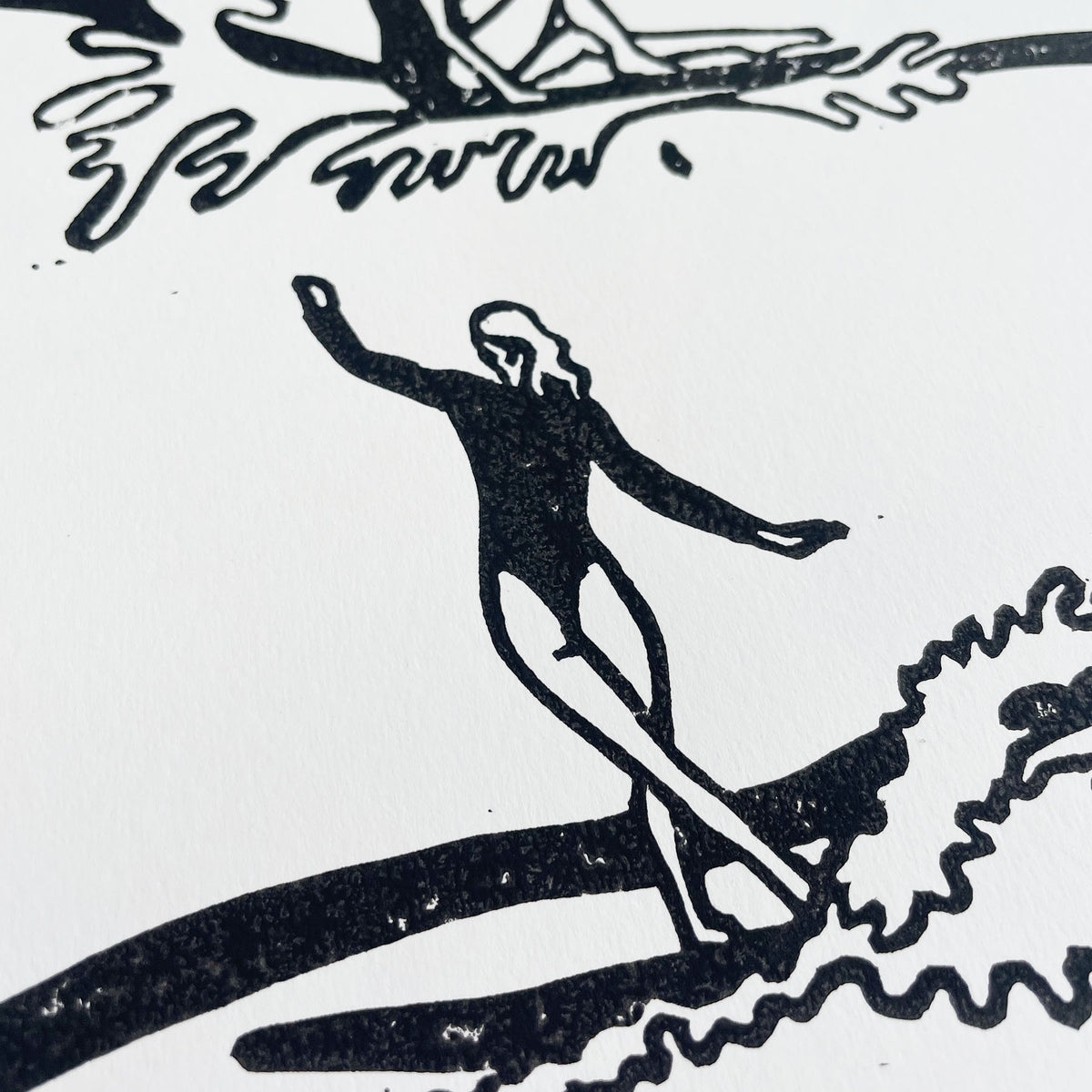 Surf Lines Lino Print | Coastal Surf Art