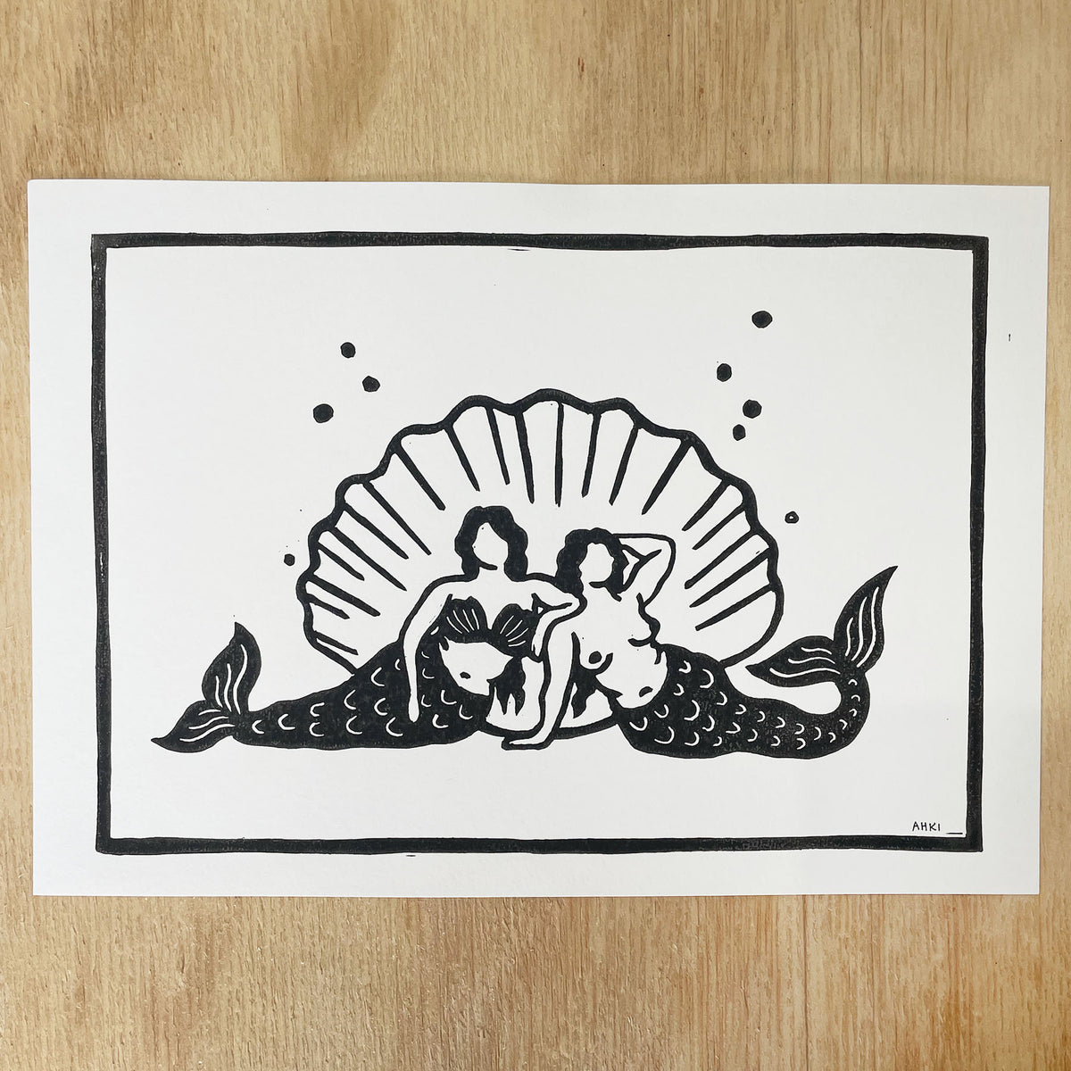 Mermaid Cove | Lino Print | Coastal Art