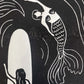 Mermaid Waters Lino Print | Coastal Surf Art