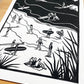On the Coast - Lino Block Print - A3 Size