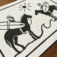 Beach Cowgirls - Lino Block Print - A4 Size