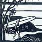 Dream Scene | Lino Print Surf Art | Black and White Coastal Wall Art
