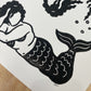 Mermaid Mirror | Lino Print | Coastal Art