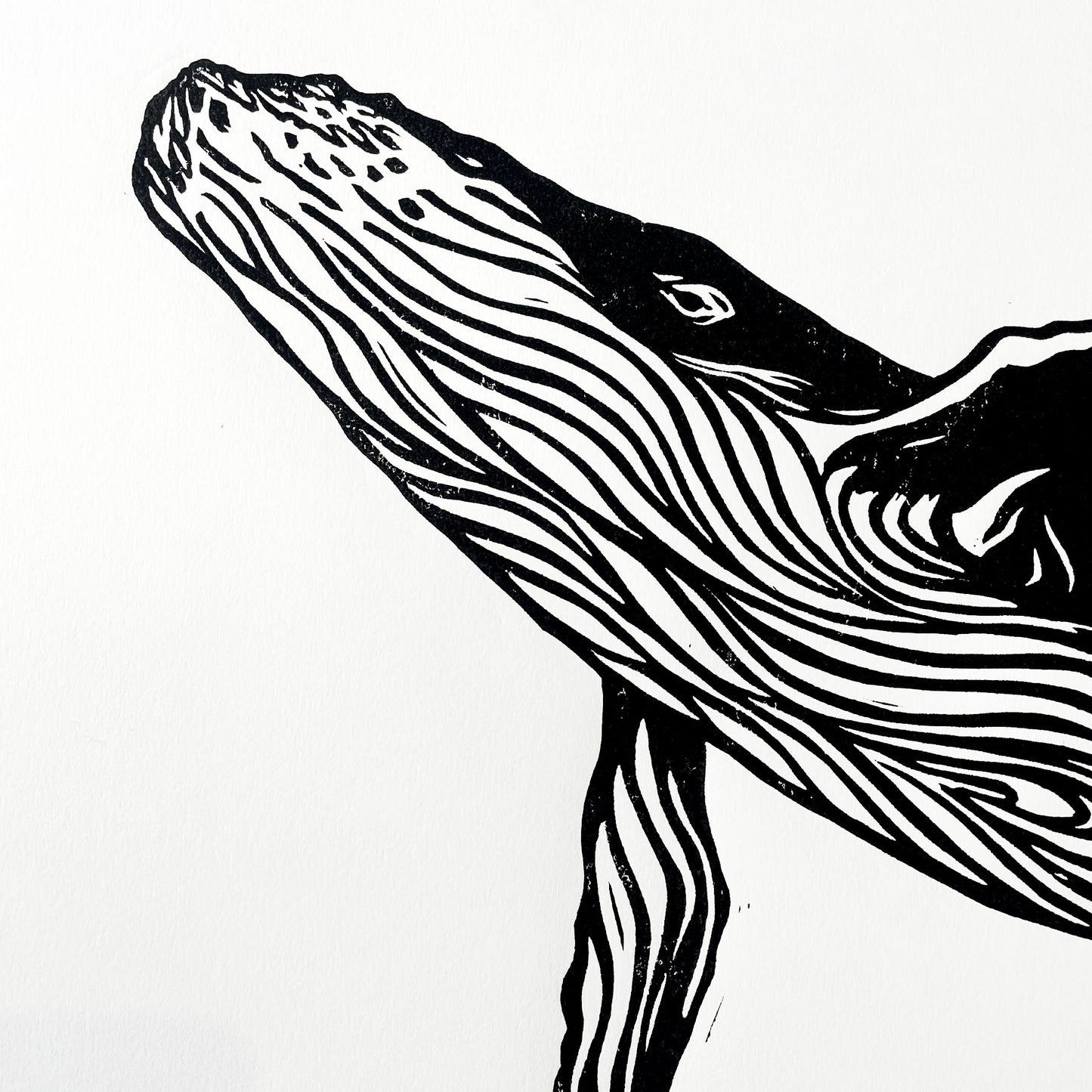 Whale Lino Print | Coastal Surf Art | A2 Size