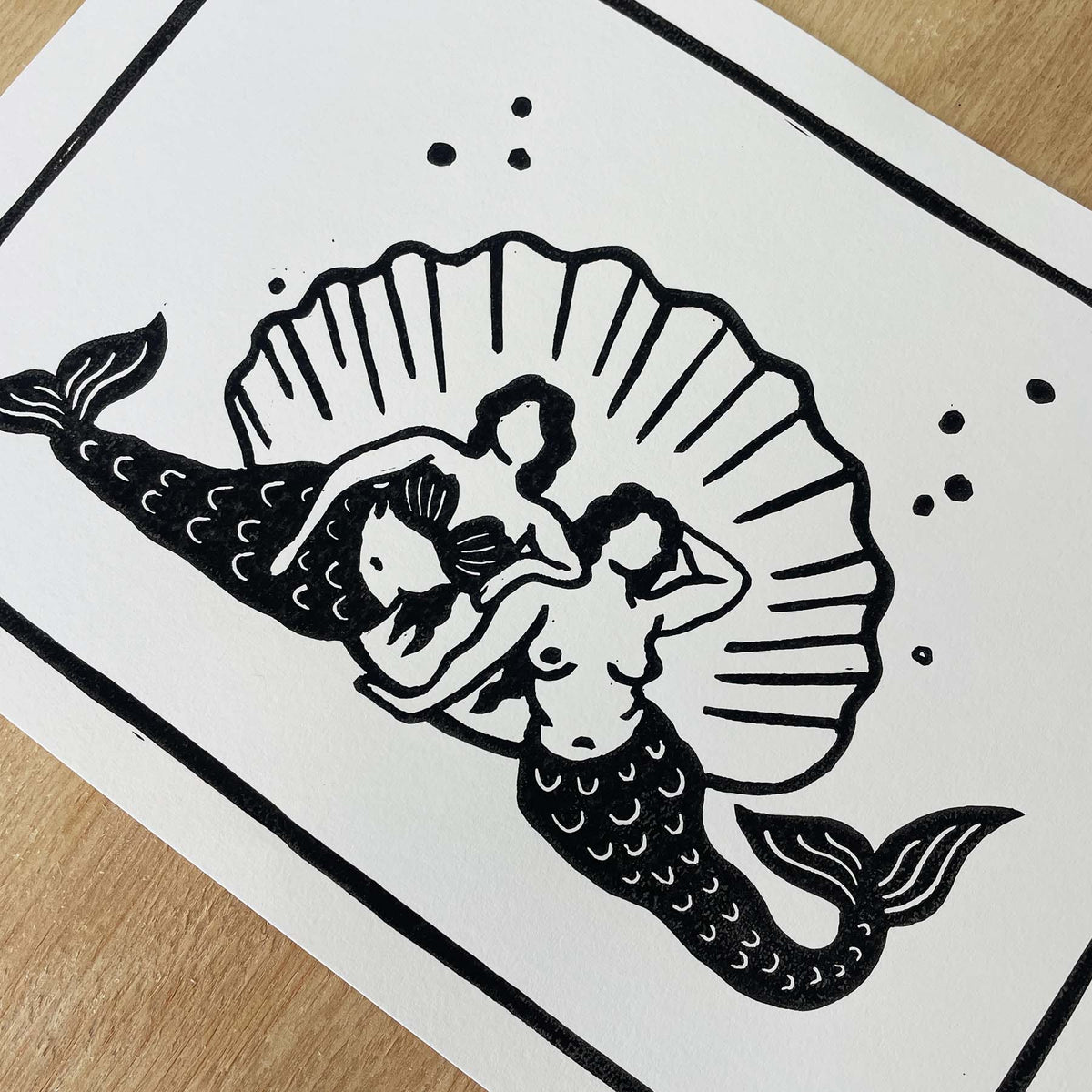 Mermaid Cove | Lino Print | Coastal Art
