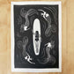 Mermaid Waters Lino Print | Coastal Surf Art