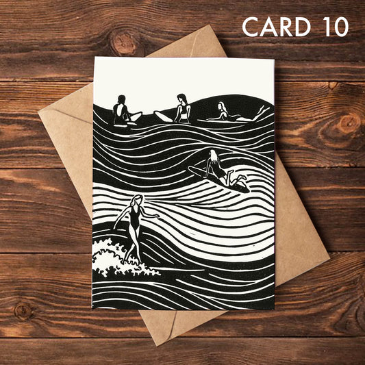 Surfer Lino Greeting Card 10