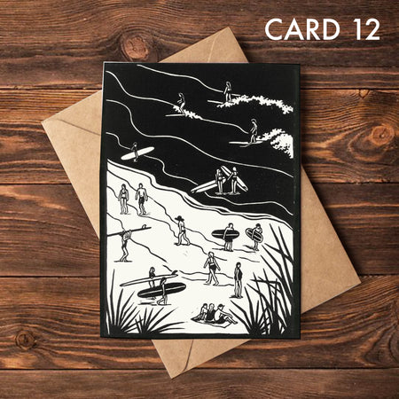 Surfer Lino Greeting Card 12