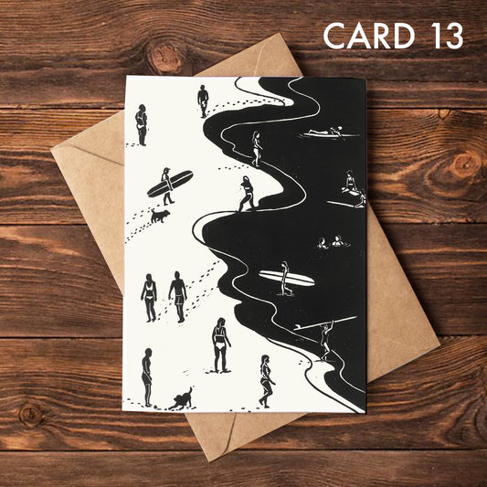 Surfer Lino Greeting Card 13