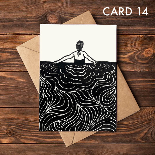 Surfer Lino Greeting Card 14