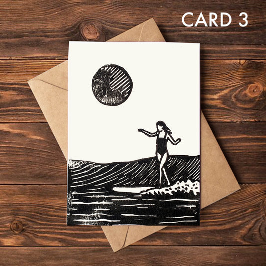 Surfer Lino Greeting Card 3