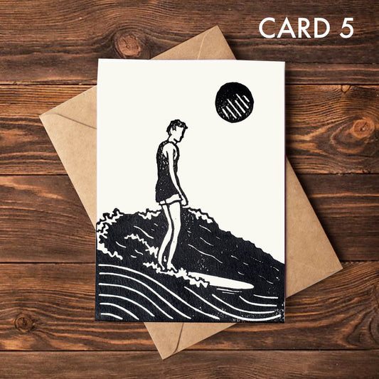 Surfer Lino Greeting Card 5