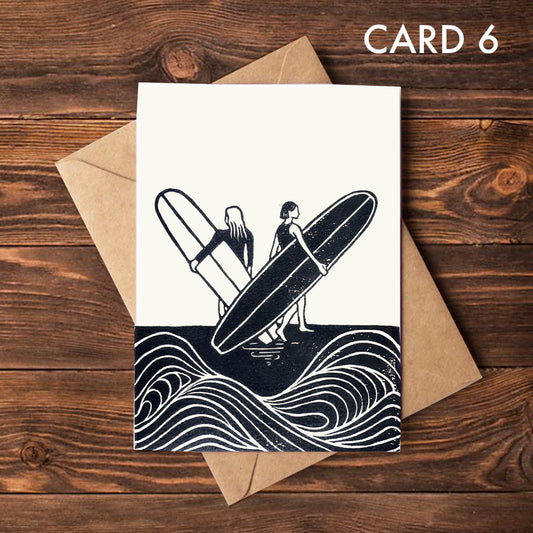 Surfer Lino Greeting Card 6