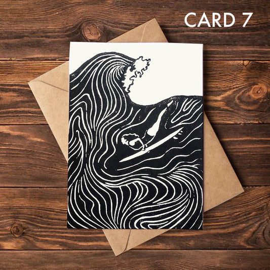 Surfer Lino Greeting Card 7
