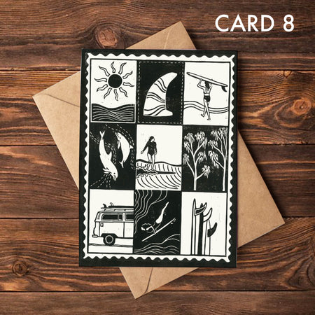 Surfer Lino Greeting Card 8